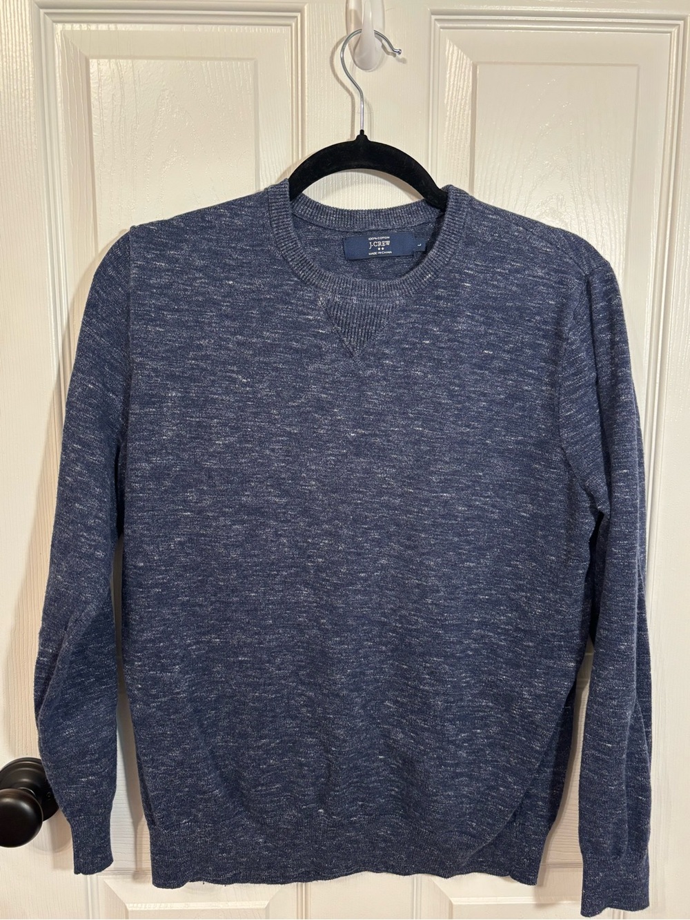 J.Crew Women’s 100% Cotton Marled Blue Crewneck Sweater Size Large